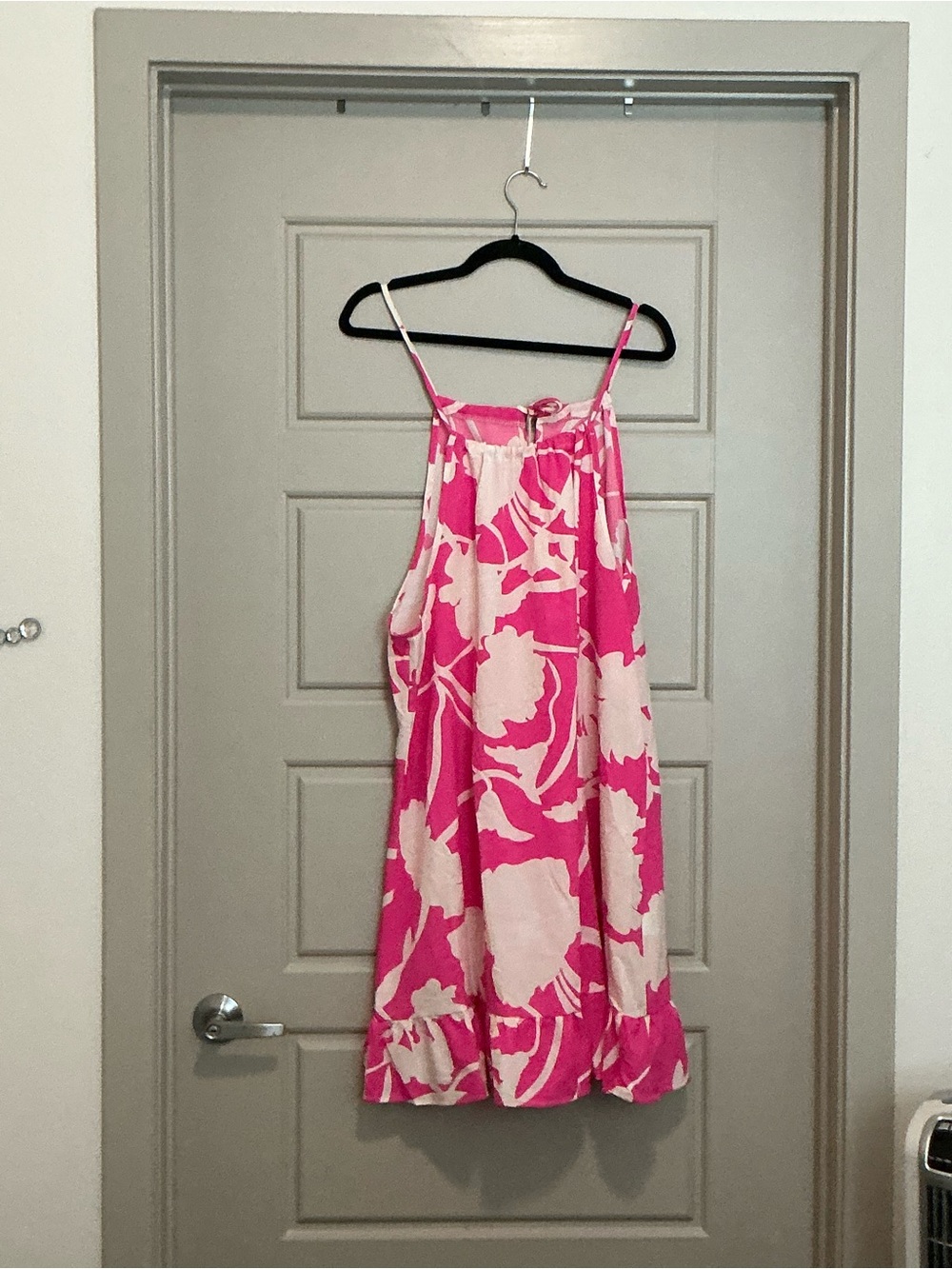 SHEIN Pink and White One-Shoulder Floral Dress